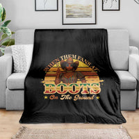 Black Cowgirl Rodeo Throw Blanket Where Them Fans At Boots On Da Ground - Wonder Print Shop