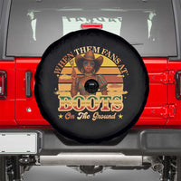 Black Cowgirl Rodeo Spare Tire Cover Where Them Fans At Boots On Da Ground - Wonder Print Shop