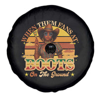 Black Cowgirl Rodeo Spare Tire Cover Where Them Fans At Boots On Da Ground - Wonder Print Shop