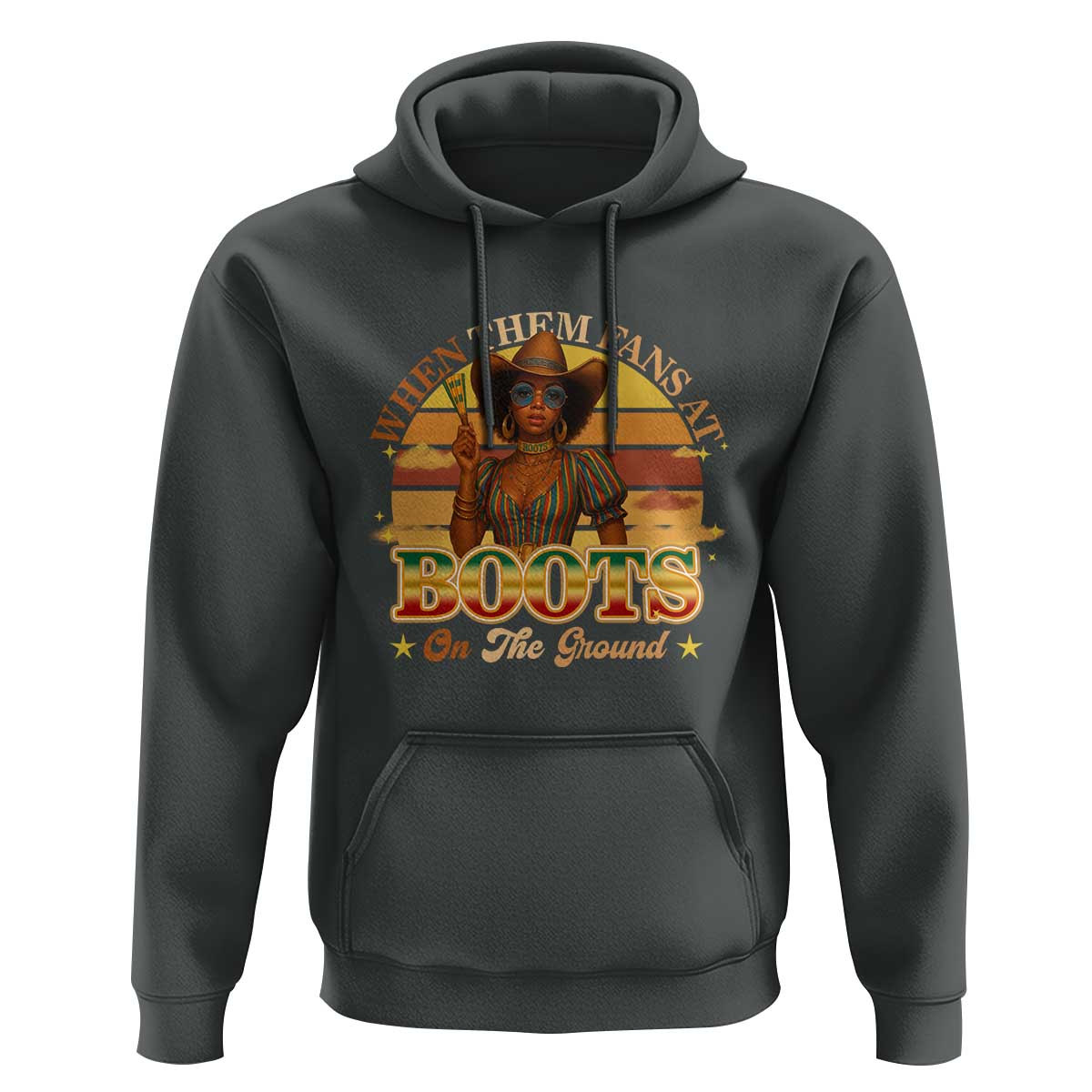 Black Cowgirl Rodeo Hoodie Where Them Fans At Boots On Da Ground - Wonder Print Shop