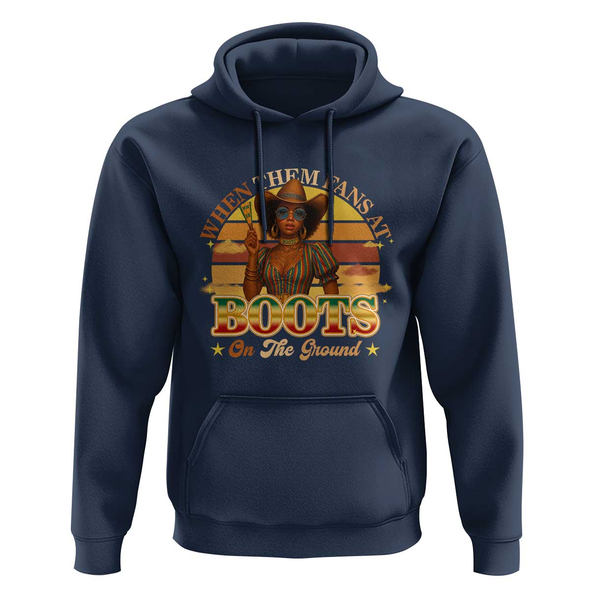 Black Cowgirl Rodeo Hoodie Where Them Fans At Boots On Da Ground - Wonder Print Shop