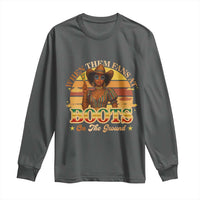 Black Cowgirl Rodeo Long Sleeve Shirt Where Them Fans At Boots On Da Ground - Wonder Print Shop
