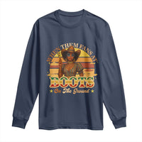 Black Cowgirl Rodeo Long Sleeve Shirt Where Them Fans At Boots On Da Ground - Wonder Print Shop
