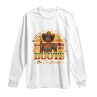 Black Cowgirl Rodeo Long Sleeve Shirt Where Them Fans At Boots On Da Ground - Wonder Print Shop