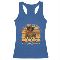 Black Cowgirl Rodeo Racerback Tank Top Where Them Fans At Boots On Da Ground - Wonder Print Shop