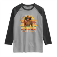 Black Cowgirl Rodeo Raglan Shirt Where Them Fans At Boots On Da Ground - Wonder Print Shop
