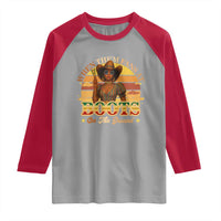 Black Cowgirl Rodeo Raglan Shirt Where Them Fans At Boots On Da Ground - Wonder Print Shop