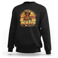 Black Cowgirl Rodeo Sweatshirt Where Them Fans At Boots On Da Ground - Wonder Print Shop