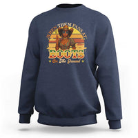 Black Cowgirl Rodeo Sweatshirt Where Them Fans At Boots On Da Ground - Wonder Print Shop