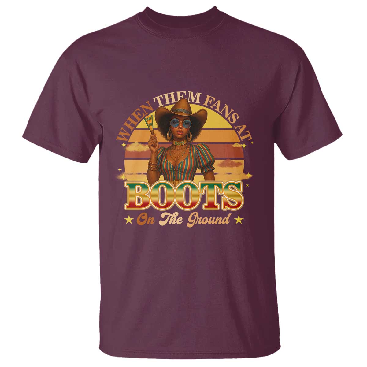 Black Cowgirl Rodeo T Shirt Where Them Fans At Boots On Da Ground - Wonder Print Shop