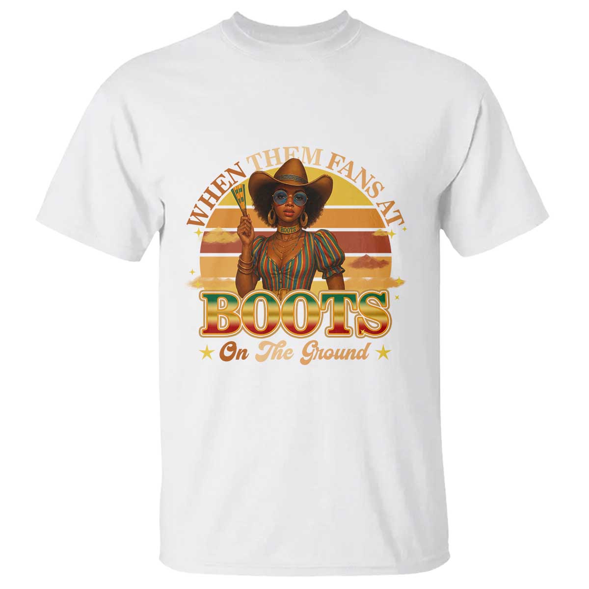 Black Cowgirl Rodeo T Shirt Where Them Fans At Boots On Da Ground - Wonder Print Shop