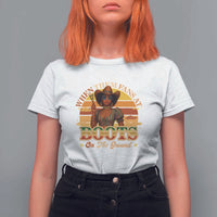 Black Cowgirl Rodeo T Shirt For Women Where Them Fans At Boots On Da Ground - Wonder Print Shop