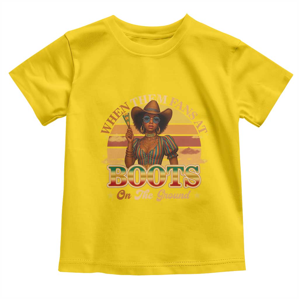 Black Cowgirl Rodeo Toddler T Shirt Where Them Fans At Boots On Da Ground - Wonder Print Shop