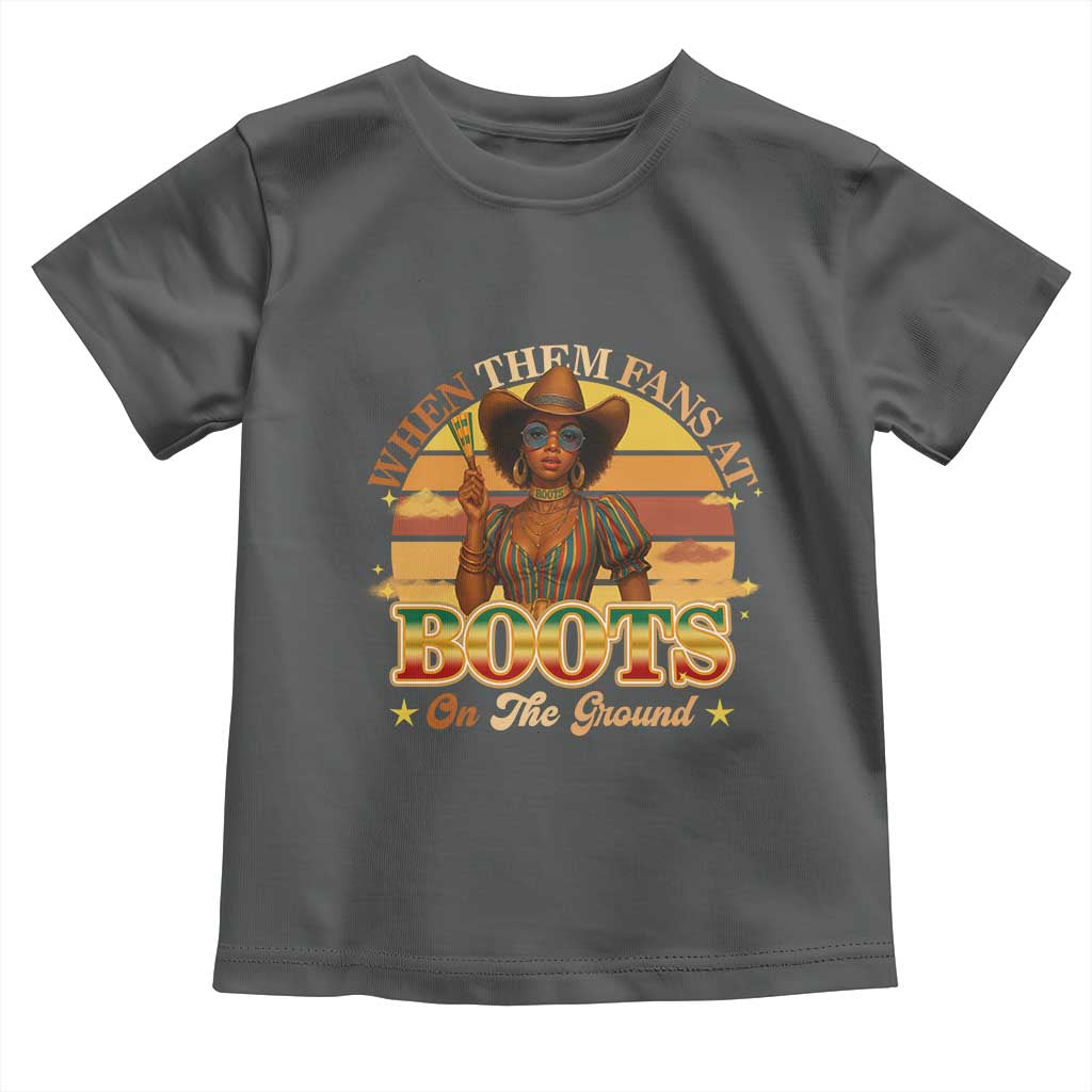 Black Cowgirl Rodeo Toddler T Shirt Where Them Fans At Boots On Da Ground - Wonder Print Shop