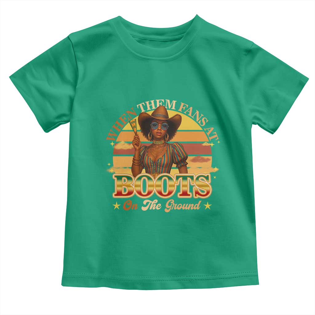 Black Cowgirl Rodeo Toddler T Shirt Where Them Fans At Boots On Da Ground - Wonder Print Shop