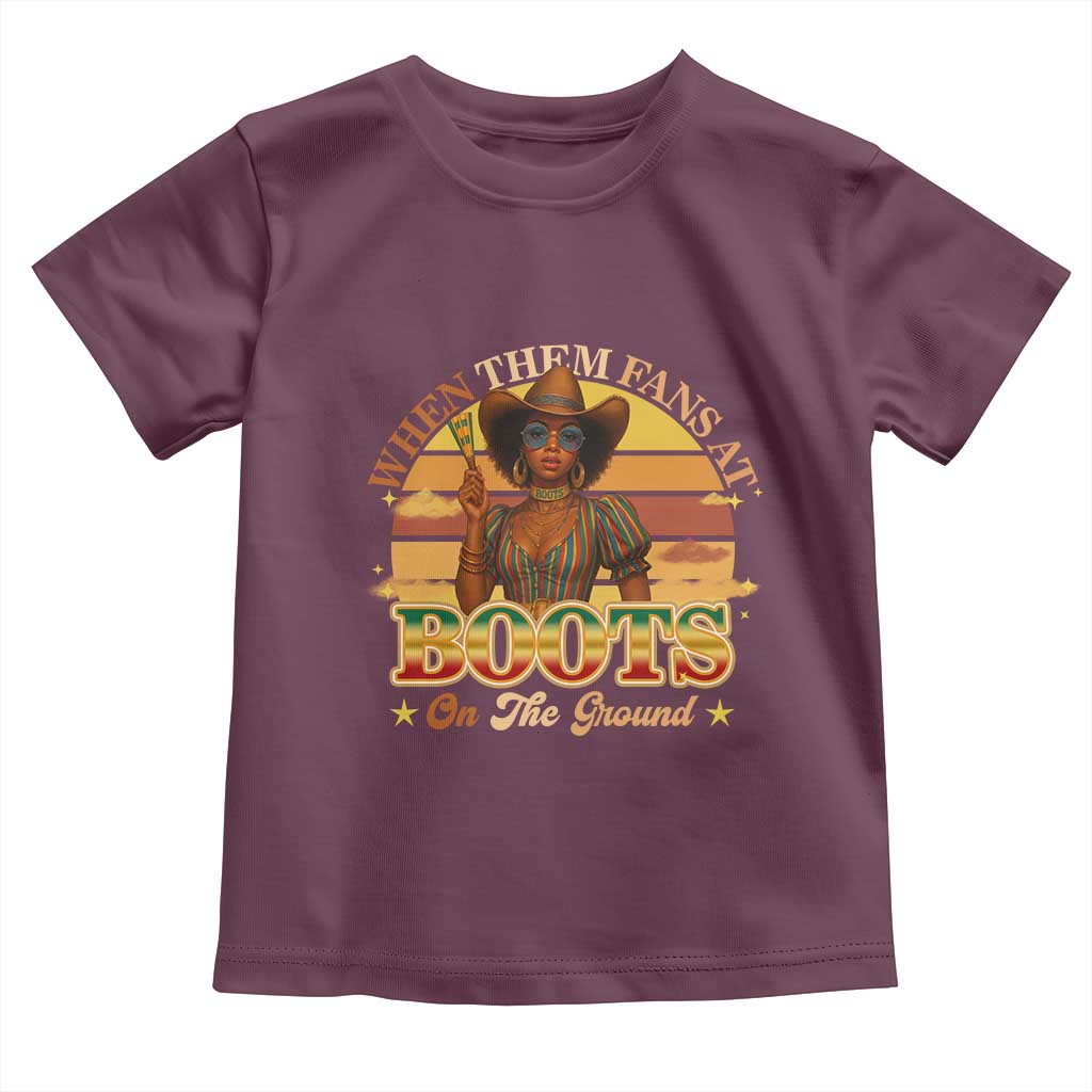 Black Cowgirl Rodeo Toddler T Shirt Where Them Fans At Boots On Da Ground - Wonder Print Shop
