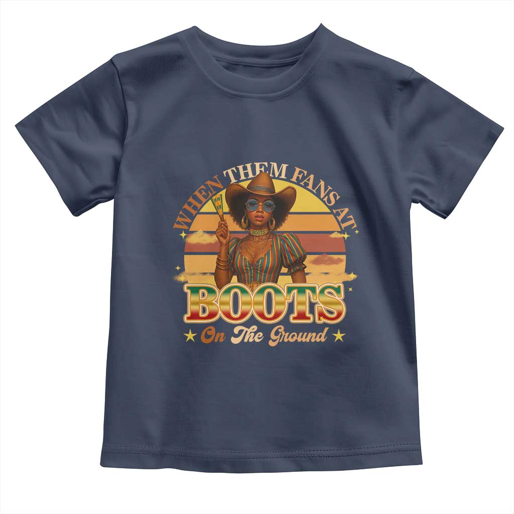 Black Cowgirl Rodeo Toddler T Shirt Where Them Fans At Boots On Da Ground - Wonder Print Shop