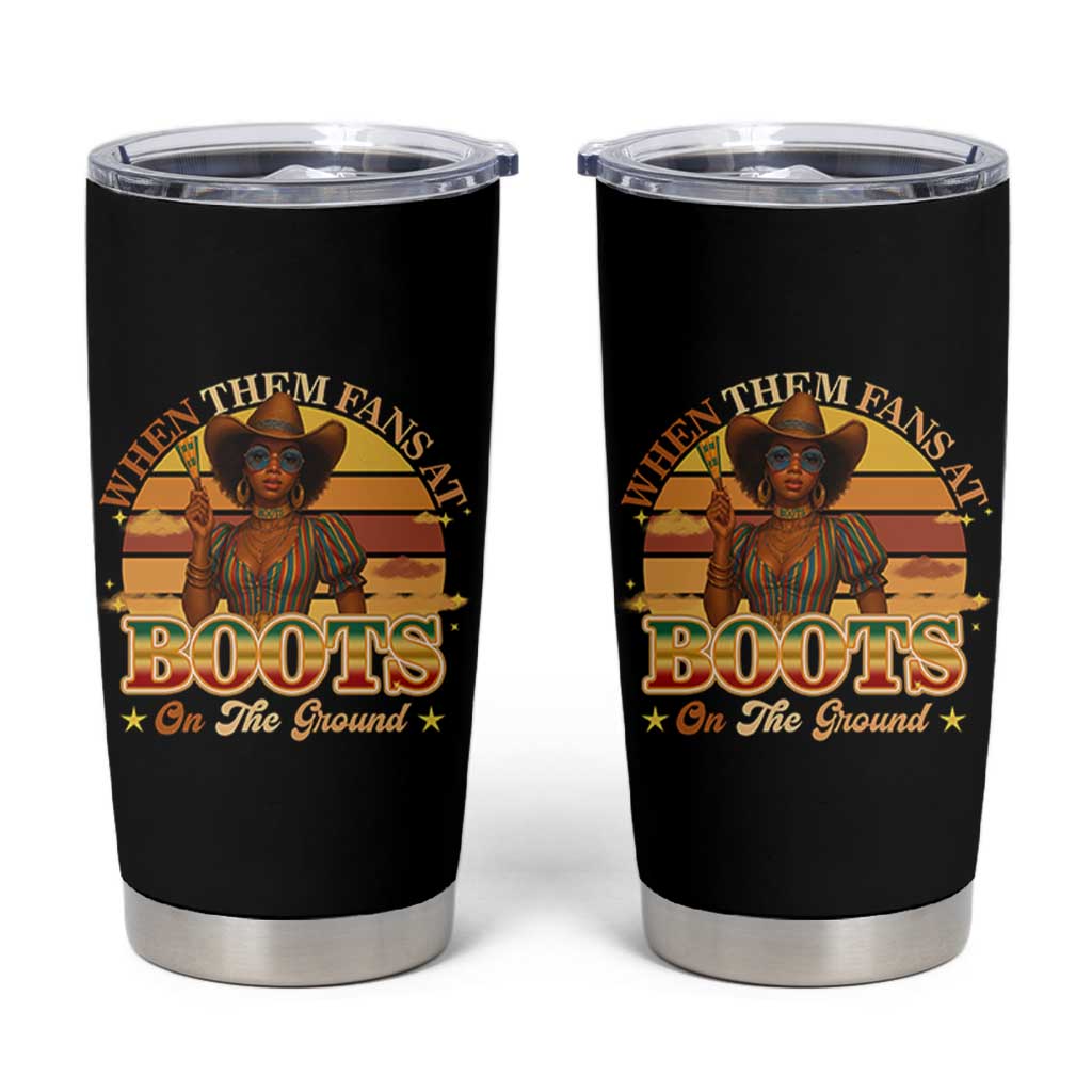 Black Cowgirl Rodeo Tumbler Cup Where Them Fans At Boots On Da Ground