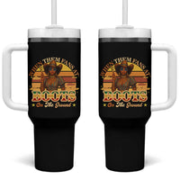 Black Cowgirl Rodeo Tumbler With Handle Where Them Fans At Boots On Da Ground