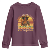 Black Cowgirl Rodeo Youth Sweatshirt Where Them Fans At Boots On Da Ground - Wonder Print Shop