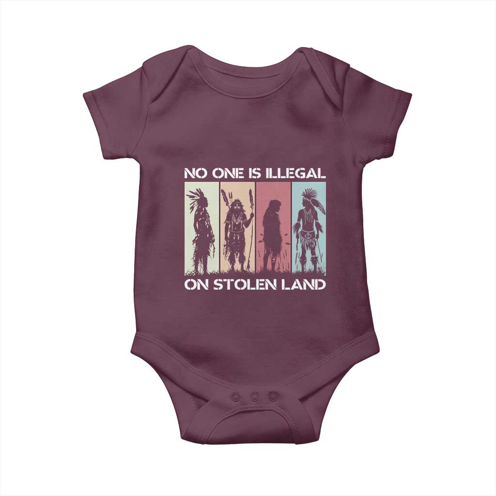 No One is Illegal on Stolen Land Baby Onesie Native American Indigenous - Wonder Print Shop