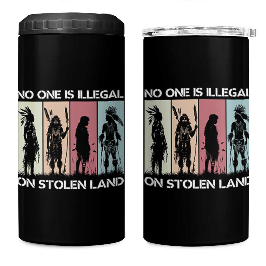 No One is Illegal on Stolen Land 4 in 1 Can Cooler Tumbler Native American Indigenous
