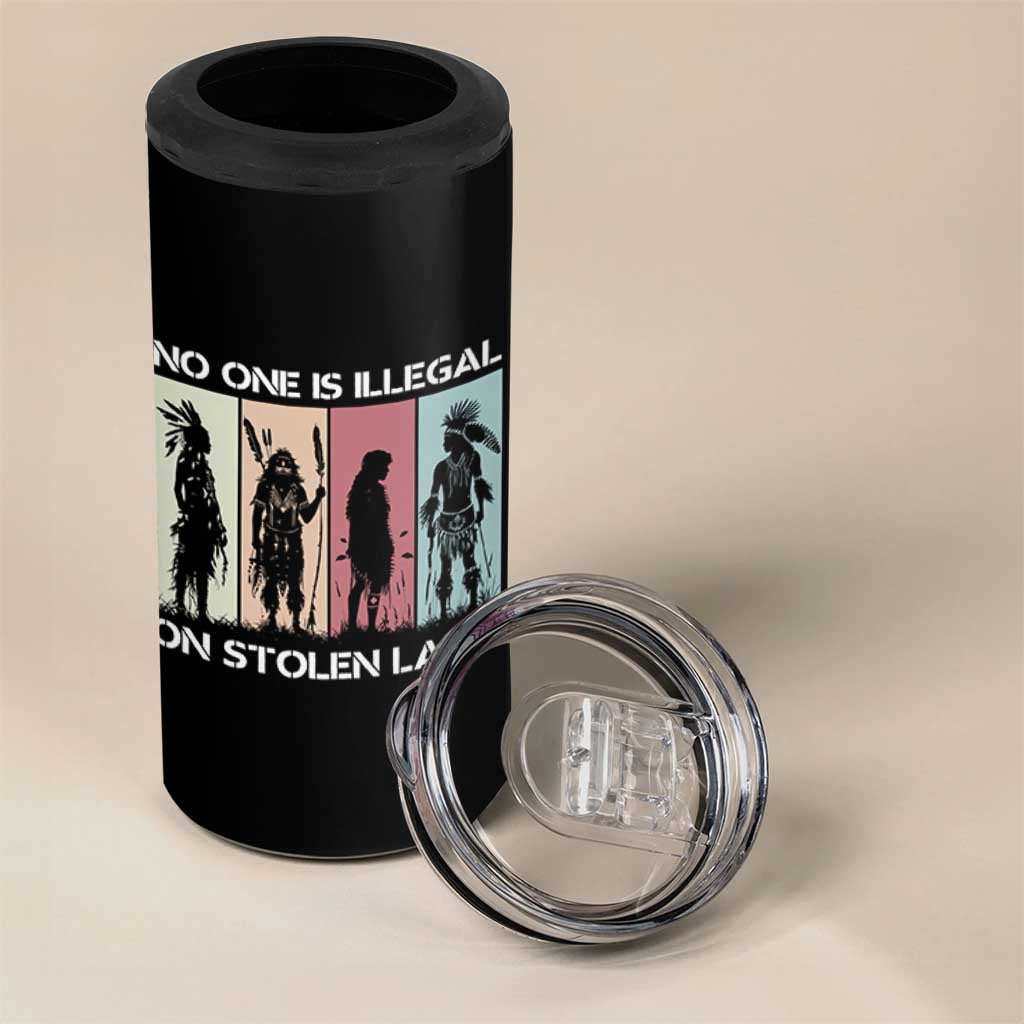 No One is Illegal on Stolen Land 4 in 1 Can Cooler Tumbler Native American Indigenous