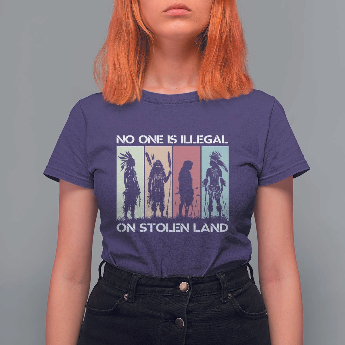 No One is Illegal on Stolen Land T Shirt For Women Native American Indigenous - Wonder Print Shop