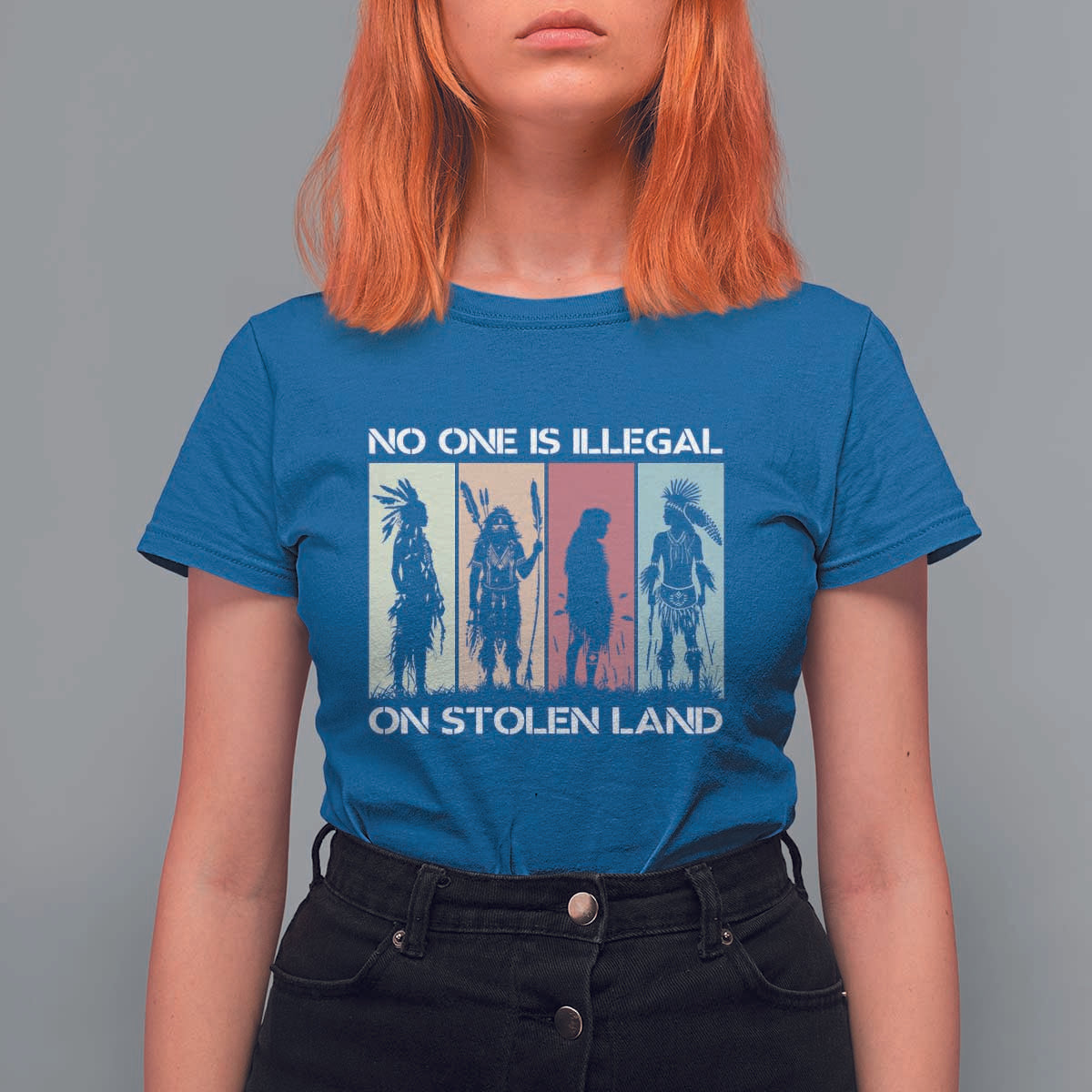 No One is Illegal on Stolen Land T Shirt For Women Native American Indigenous - Wonder Print Shop