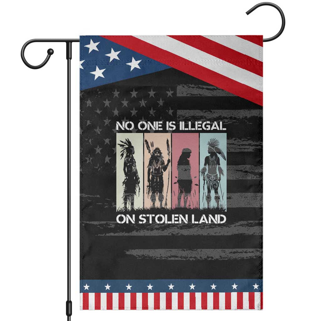 No One is Illegal on Stolen Land Garden Flag Native American Indigenous