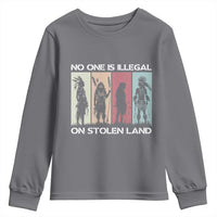 No One is Illegal on Stolen Land Youth Sweatshirt Native American Indigenous - Wonder Print Shop