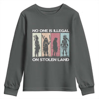 No One is Illegal on Stolen Land Youth Sweatshirt Native American Indigenous - Wonder Print Shop