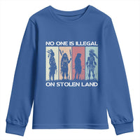 No One is Illegal on Stolen Land Youth Sweatshirt Native American Indigenous - Wonder Print Shop
