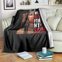 Native American Stop MMIW Throw Blanket I Wear Red For My Sister - Wonder Print Shop