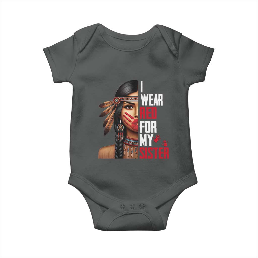 Native American Stop MMIW Baby Onesie I Wear Red For My Sister - Wonder Print Shop