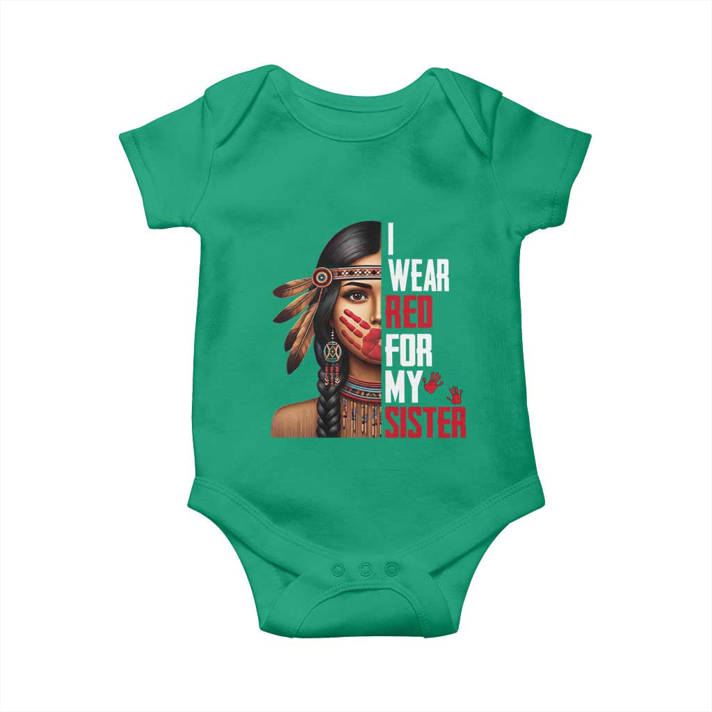 Native American Stop MMIW Baby Onesie I Wear Red For My Sister - Wonder Print Shop