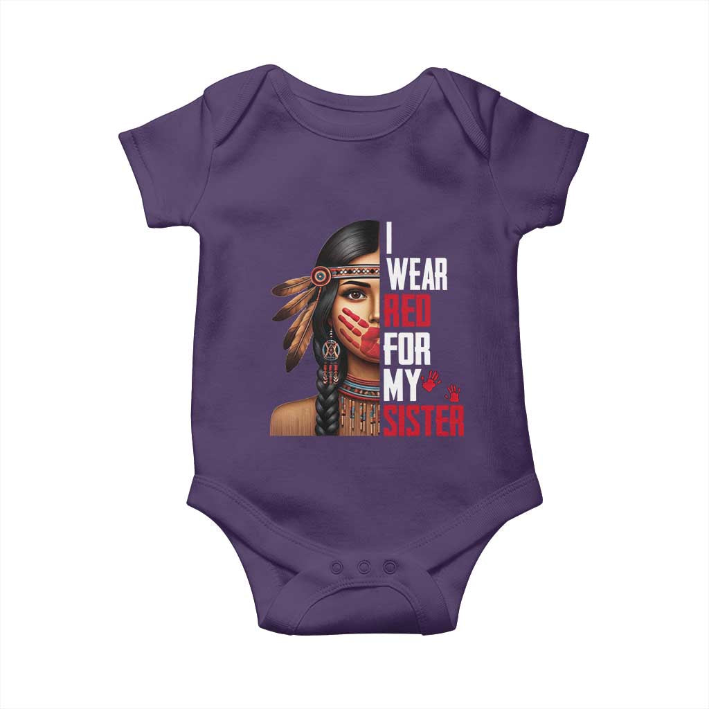Native American Stop MMIW Baby Onesie I Wear Red For My Sister - Wonder Print Shop