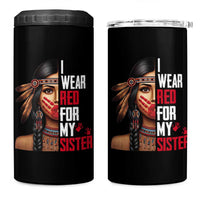Native American Stop MMIW 4 in 1 Can Cooler Tumbler I Wear Red For My Sister
