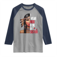 Native American Stop MMIW Raglan Shirt I Wear Red For My Sister - Wonder Print Shop
