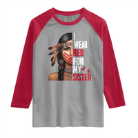Native American Stop MMIW Raglan Shirt I Wear Red For My Sister - Wonder Print Shop