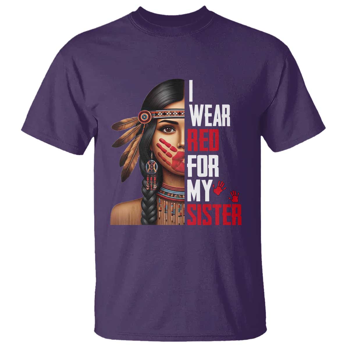 Native American Stop MMIW T Shirt I Wear Red For My Sister - Wonder Print Shop