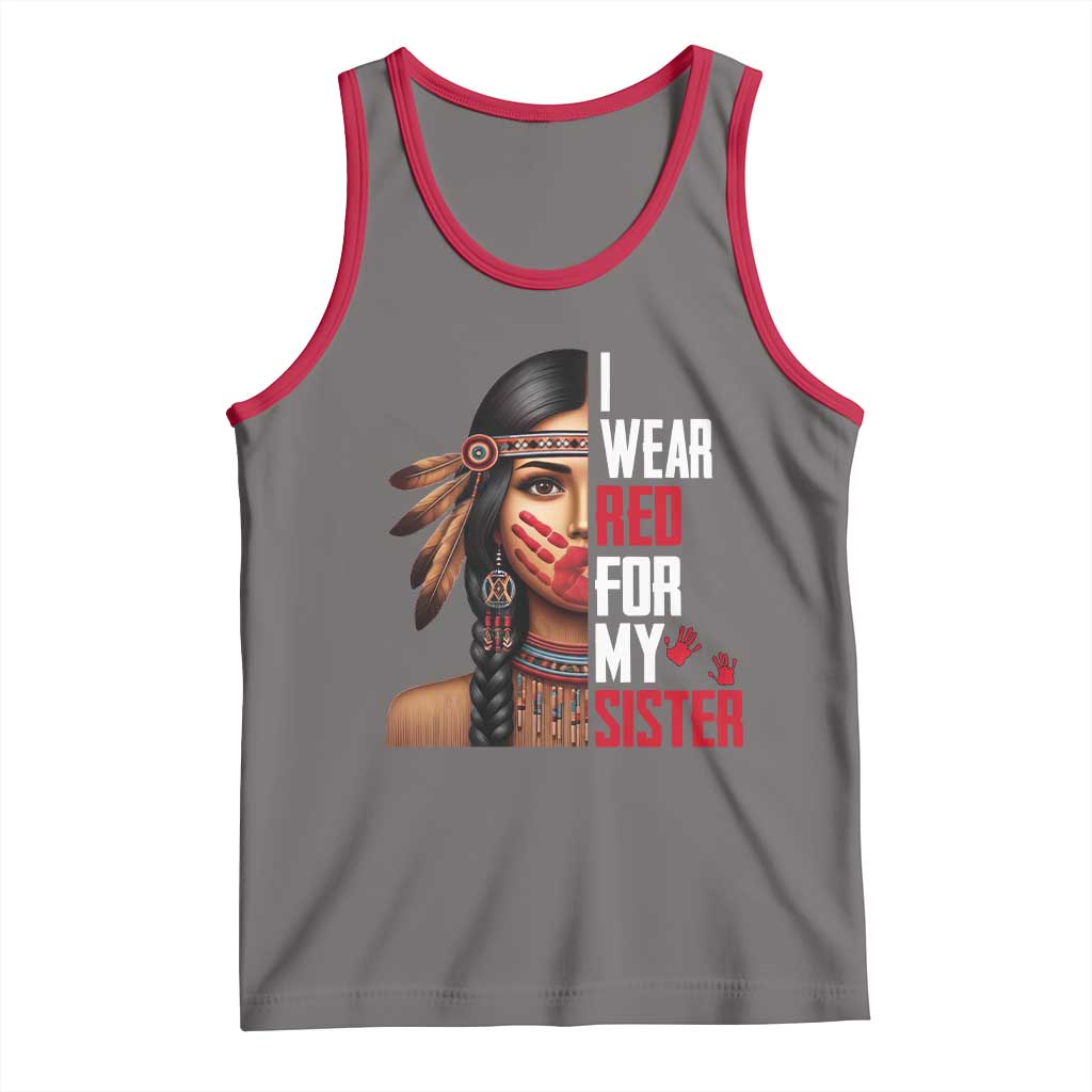 Native American Stop MMIW Tank Top I Wear Red For My Sister - Wonder Print Shop