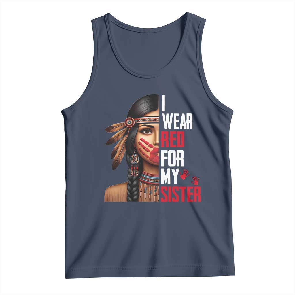 Native American Stop MMIW Tank Top I Wear Red For My Sister - Wonder Print Shop