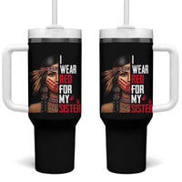 Native American Stop MMIW Tumbler With Handle I Wear Red For My Sister