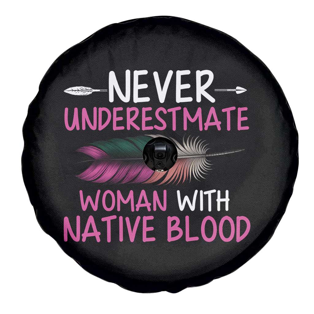 Native American Women Spare Tire Cover Never Underestimate A Woman With Native Blood - Wonder Print Shop
