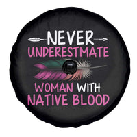 Native American Women Spare Tire Cover Never Underestimate A Woman With Native Blood - Wonder Print Shop
