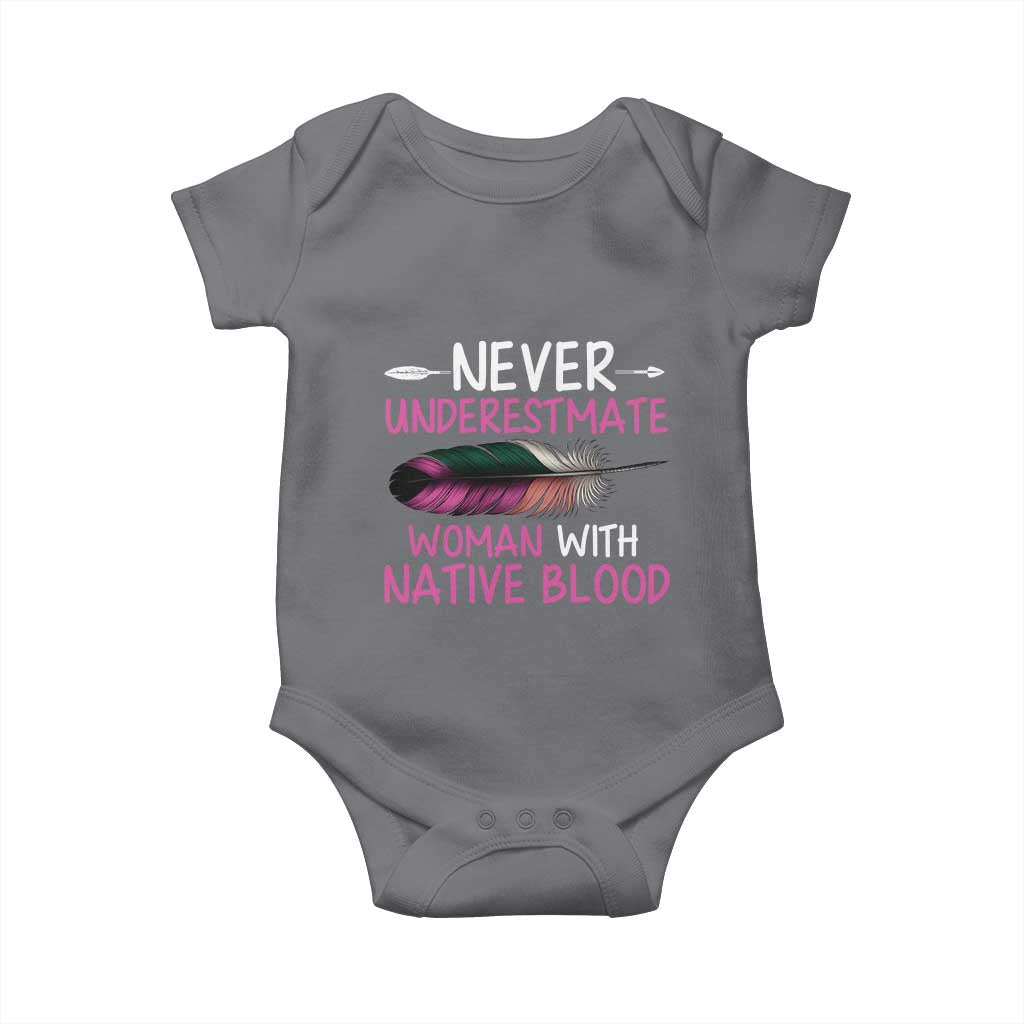 Native American Women Baby Onesie Never Underestimate A Woman With Native Blood - Wonder Print Shop