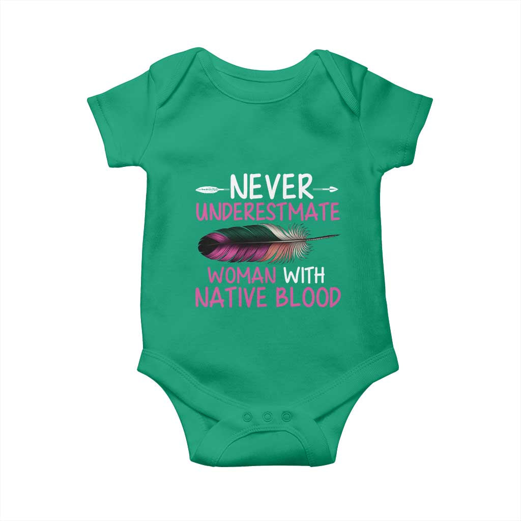 Native American Women Baby Onesie Never Underestimate A Woman With Native Blood - Wonder Print Shop