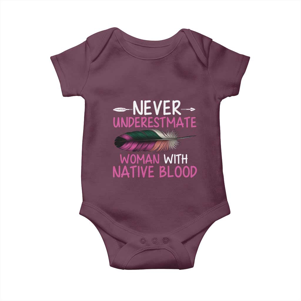 Native American Women Baby Onesie Never Underestimate A Woman With Native Blood - Wonder Print Shop