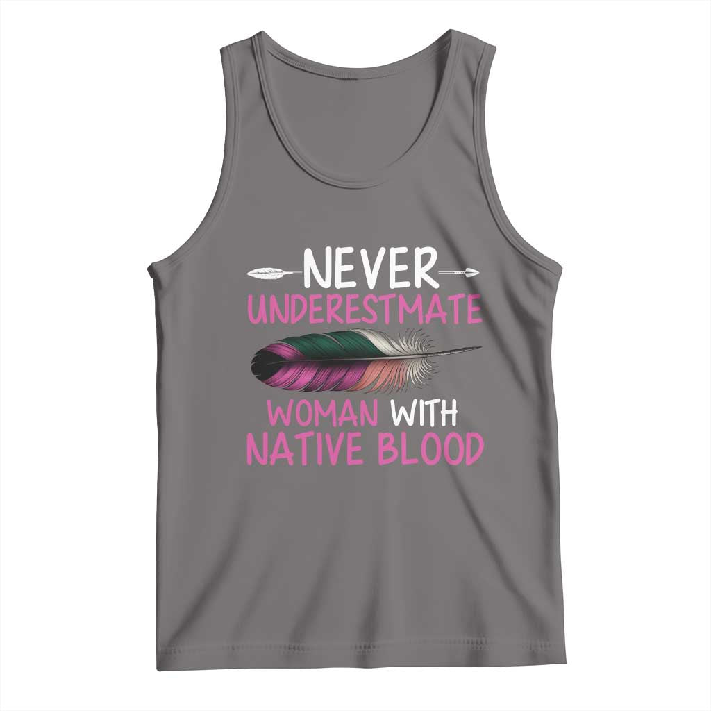 Native American Women Tank Top Never Underestimate A Woman With Native Blood - Wonder Print Shop